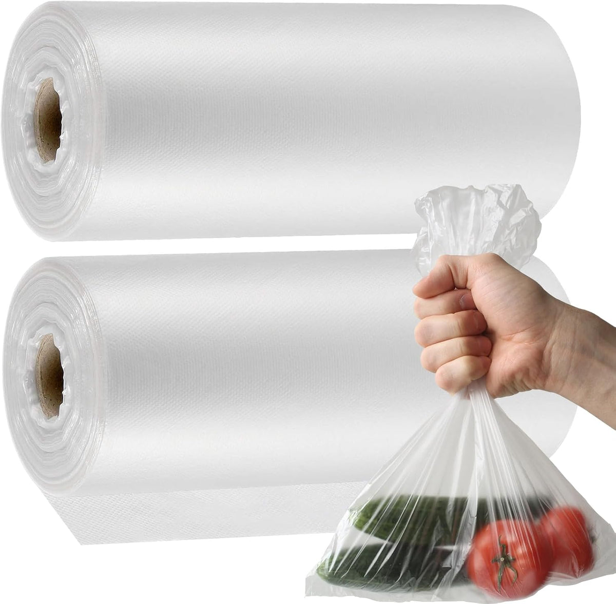 1000 Count 10 x 14 Inches Plastic Produce Bags Roll,Clear