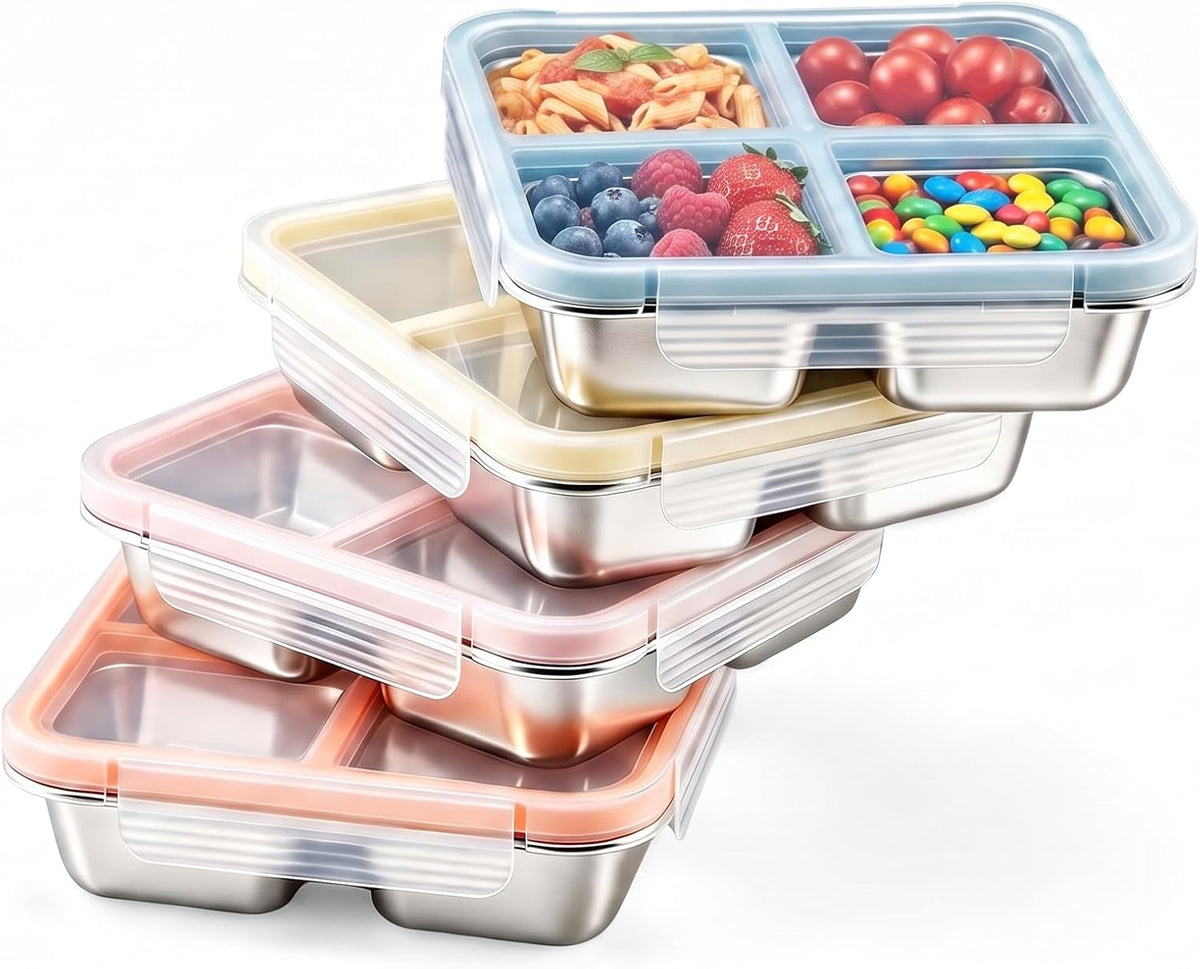 4 Pack Stainless Steel Snack Containers with Lids 24 oz