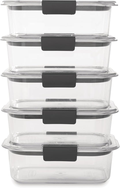 Rubbermaid Brilliance Tritan Plastic Food Storage Containers BPA Free Airtight Lids Ideal for Lunch Meal Prep & Leftovers Set of 5 (3.2 Cup)