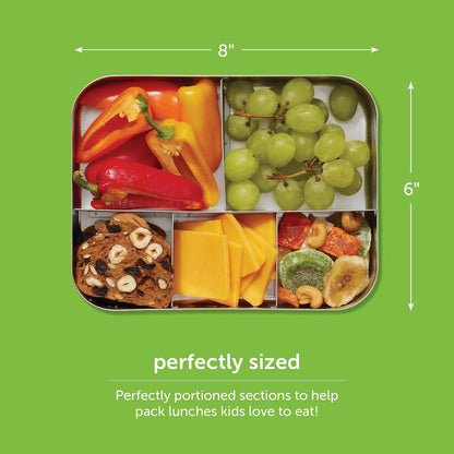 LunchBots Medium Trio Stainless Steel Kids Bento Box 3-Section 32oz