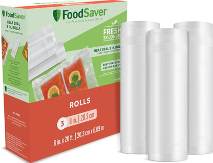FoodSaver Custom Length Vacuum Sealer Bags Multipack, 5 Count Rolls for Airtight Food Storage and Sous Vide - Compatible with FoodSaver, 8 (2 Pack) and 11 (3 Pack)