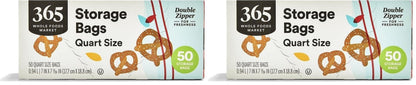 365 by Whole Foods Market, Quart Size Storage Bags, Double Zipper, 50 Count