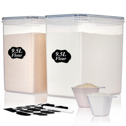 Vtopmart 5.2L Flour Sugar Storage Containers, 4 PCS, Black