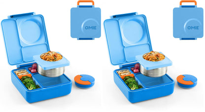 Omie OmieBox Kids Insulated Leakproof Bento Lunch Box with Food Jar (Blue Sky)
