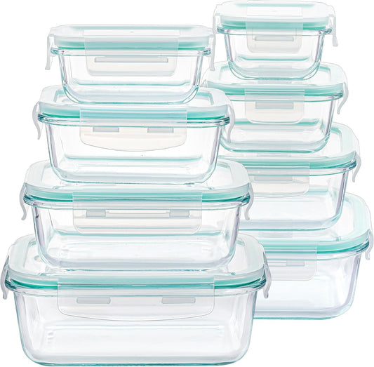 Vtopmart 8 Pack Glass Food Storage Containers with Airtight Lids
