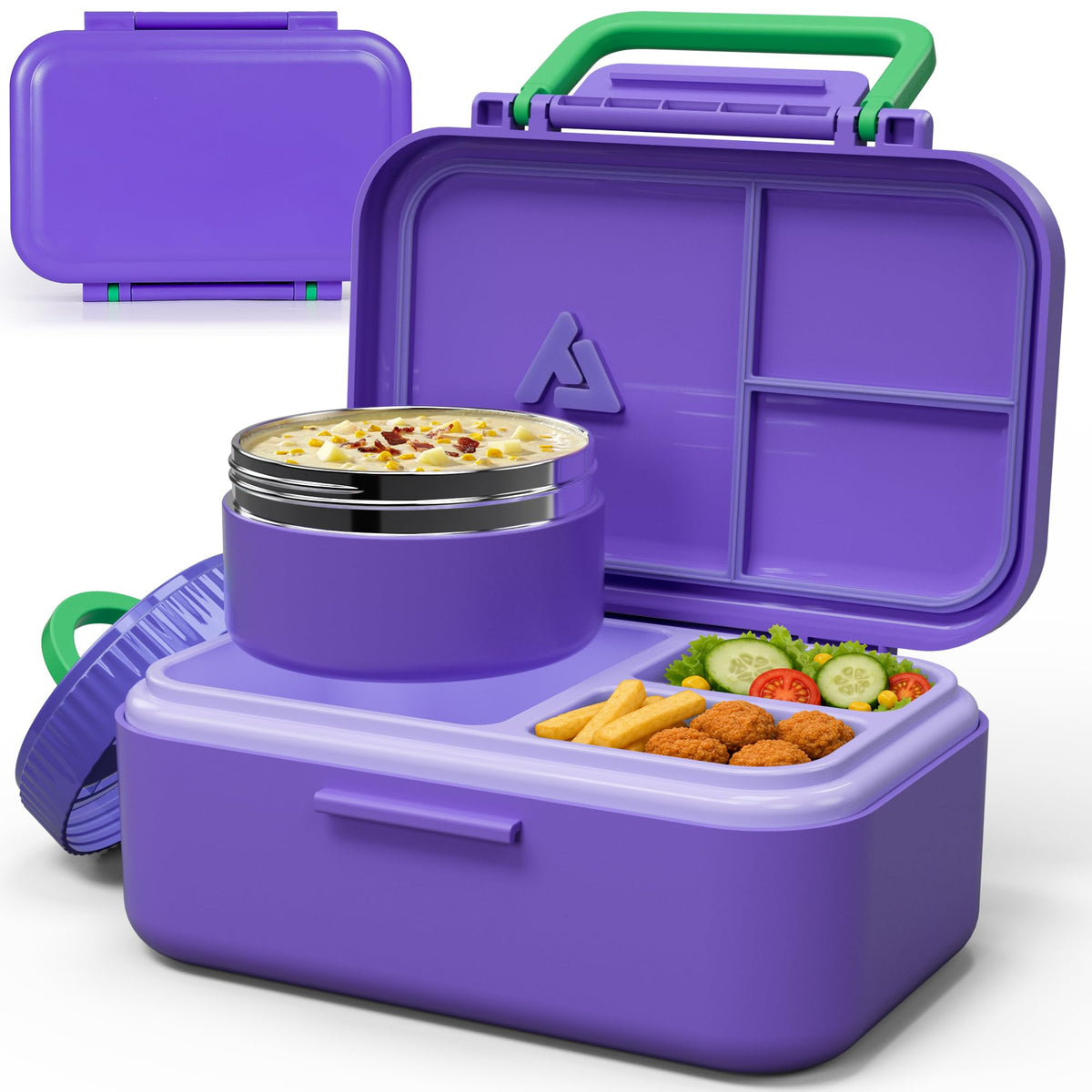 Bento Lunch Box 1283ML/ 43 oz with 391 ML/ 13 oz Food Jar, Ice Pack