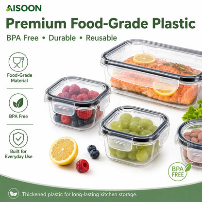 AISOON 40 PCS Extra Large 85oz Silicone Airtight Food Storage Containers Set (20 Containers + 20 Lids) - Square, Round, Rectangular, Nestable Shapes, Leakproof, Reusable, Microwave & Dishwasher Safe, Labels & Pen for Fridge Organization, Home Meal Prep