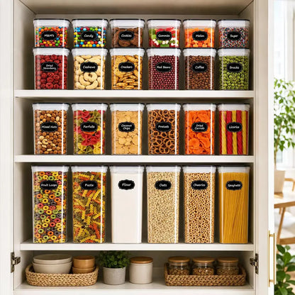 Large Airtight Food Storage Container - Clear Plastic Pantry Organizer for Grains, Cereal & Dry Goods, Stackable Kitchen Canister
