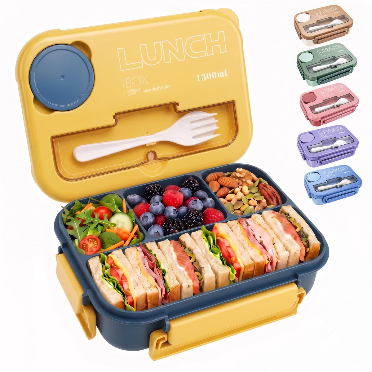 Bento Box Adult Lunch Box, Lunch Containers for Adults 44.5 Oz/5 Cup, Khaki