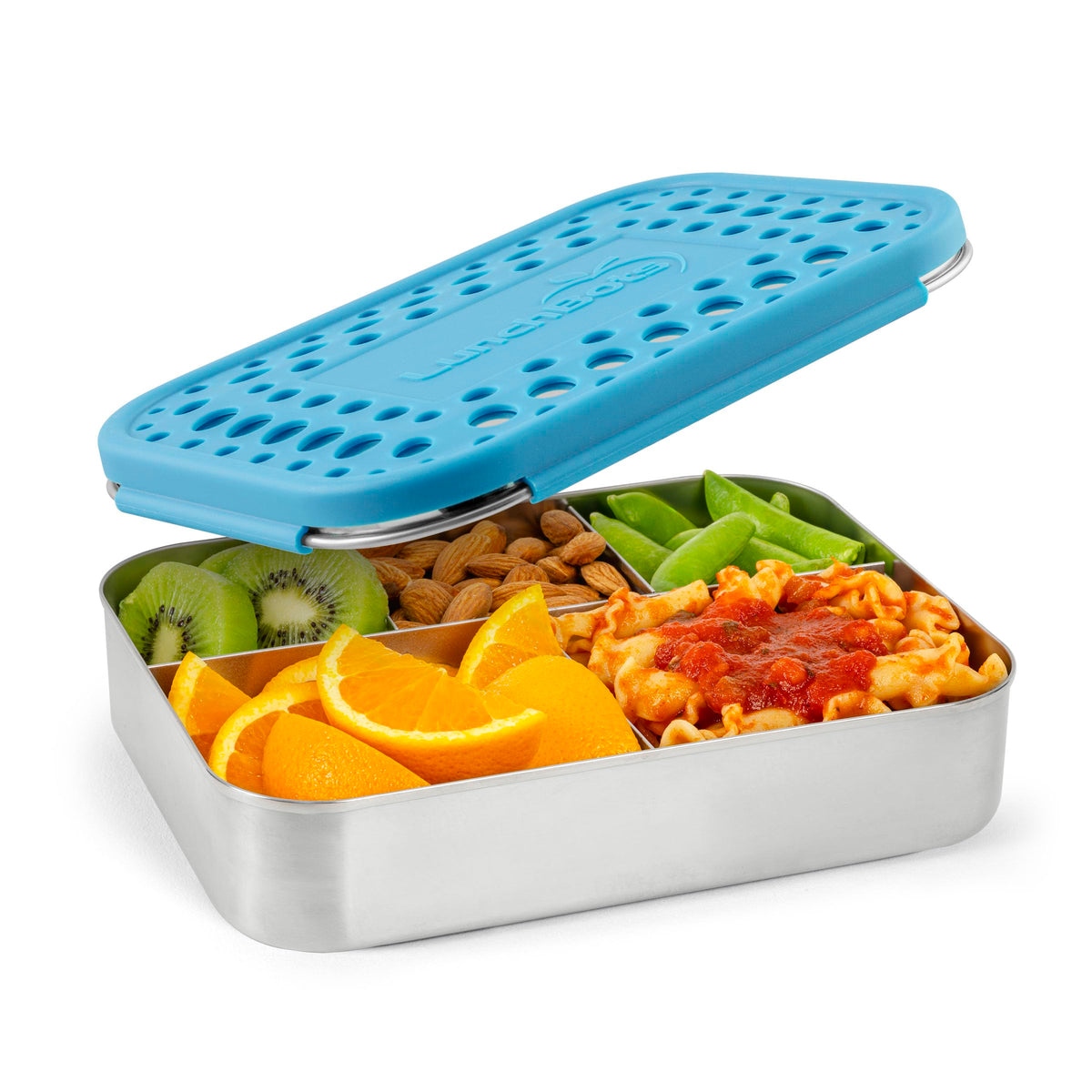 LunchBots Medium Trio Stainless Steel Kids Bento Box 3-Section 32oz
