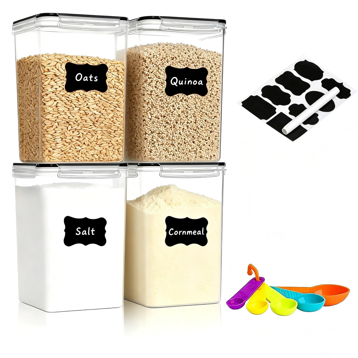 42pcs Airtight Containers, Clear Stackable Dry Food Storage