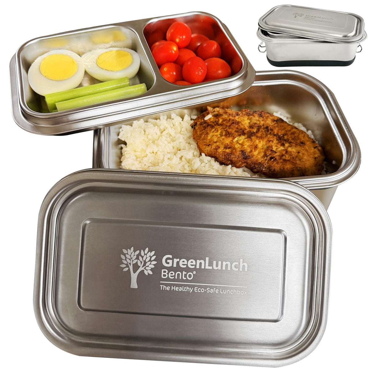 GreenLunch Stainless Steel Bento Box for Adults & Teens, 6 Cup, Brown