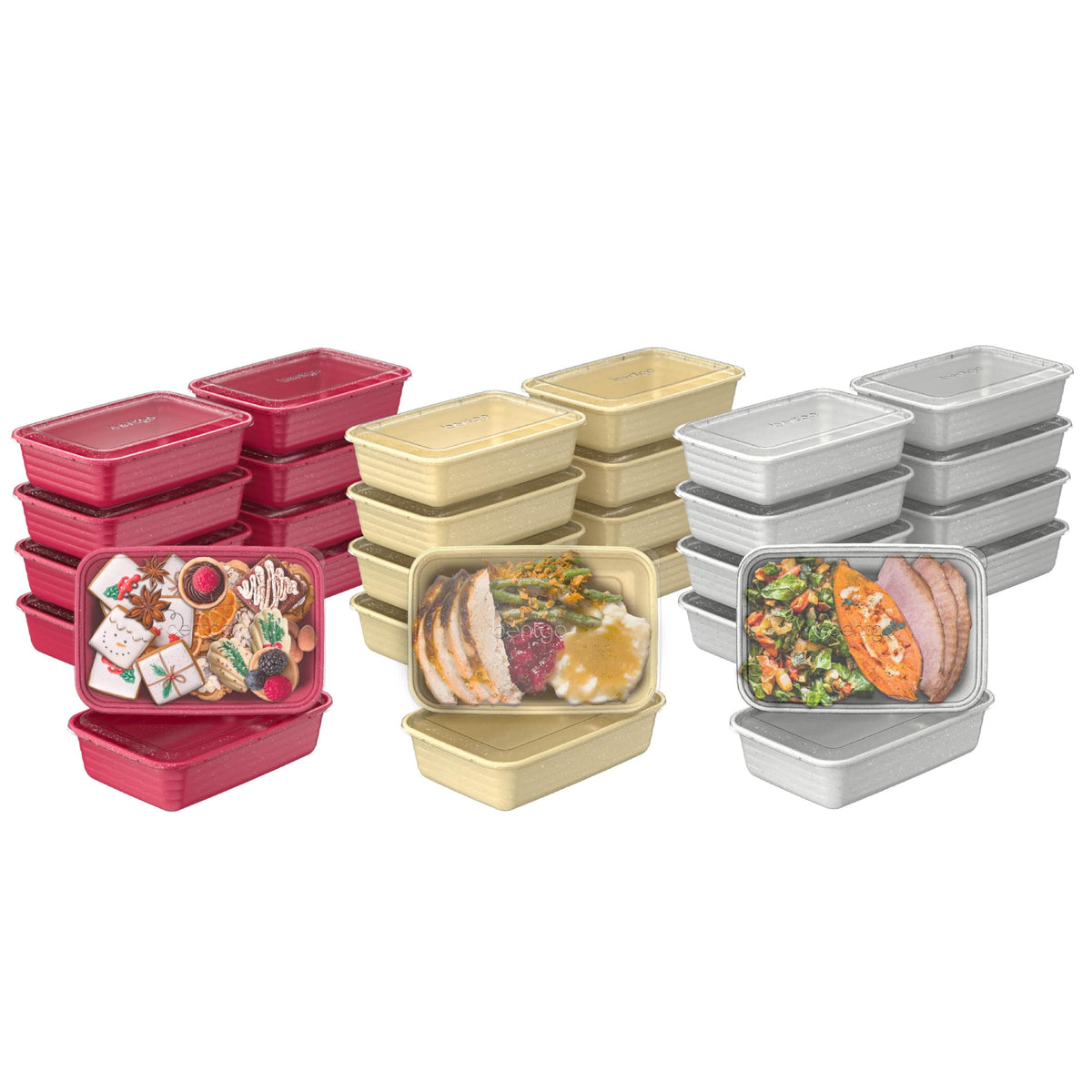 Bentgo Prep Meal Prep Kit, 1, 2 & 3-Compartment Containers, 60 Piece Set
