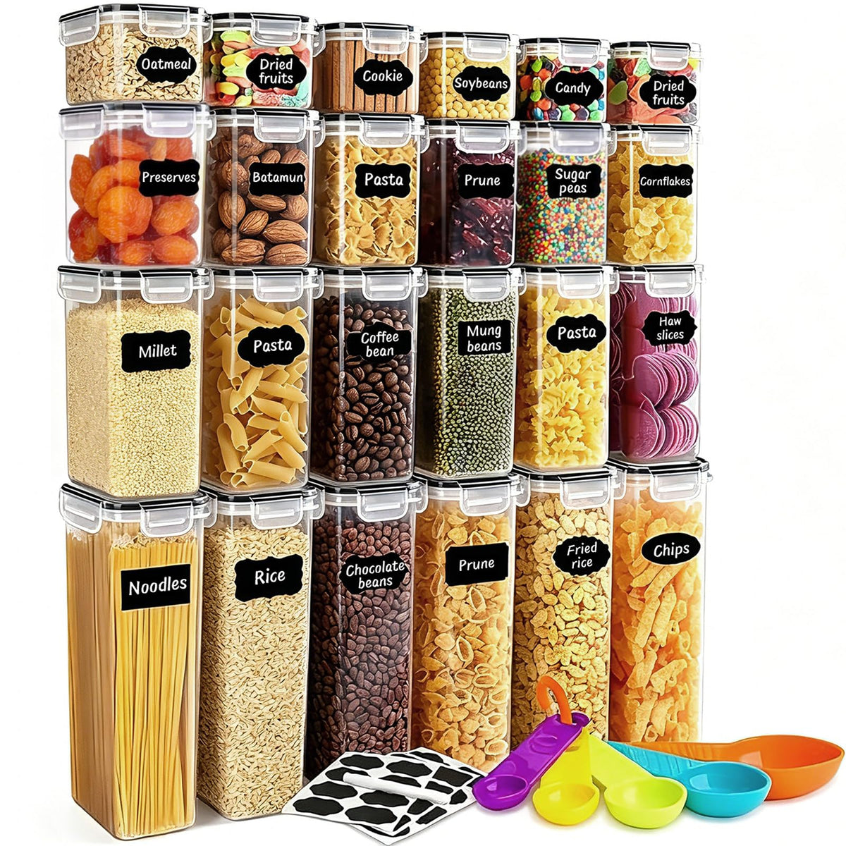 42pcs Airtight Containers, Clear Stackable Dry Food Storage