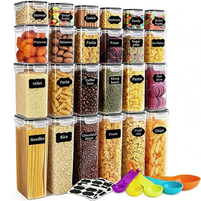 42pcs Airtight Containers, Clear Stackable Dry Food Storage