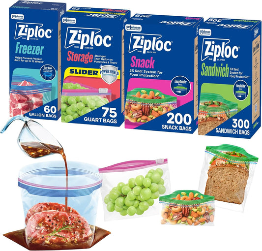 Ziploc Food Storage & Sandwich Bags Variety Pack, 635 Total Bags