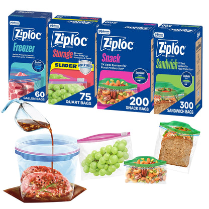 Ziploc Food Storage & Sandwich Bags Variety Pack, 635 Total Bags