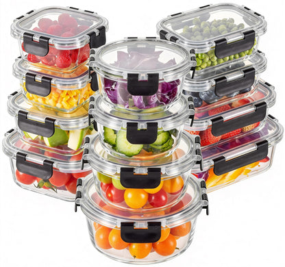 Liuruiyu 8 Pack Glass Food Storage Containers with Lids, Meal Prep Containers, Airtight Bento Boxes with Leak Proof Locking for Microwave, Oven, Freezer and Dishwasher, BPA Free