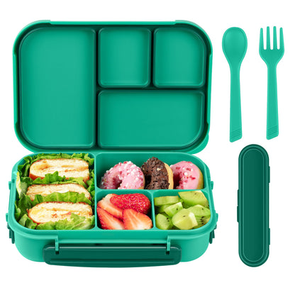Amathley Lunch Box Kids,Bento Box Adult,Leakproof Lunch Containers for Adults/Kids/Toddler,1200ML-4 Compartments bento Lunch box with Utensil,Microwave & Dishwasher & Freezer Safe (Dark Gray)