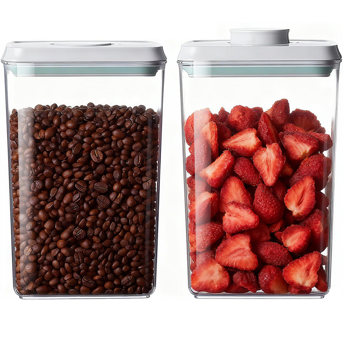 Pop Airtight Food Storage Containers Set with Lids, 6 Pcs Stackable One Button Opening Food Containers Kitchen Pantry Organization and Storage, BPA Free Stackable Cereal Container (0.5, 1.2, 1.8qt)*2