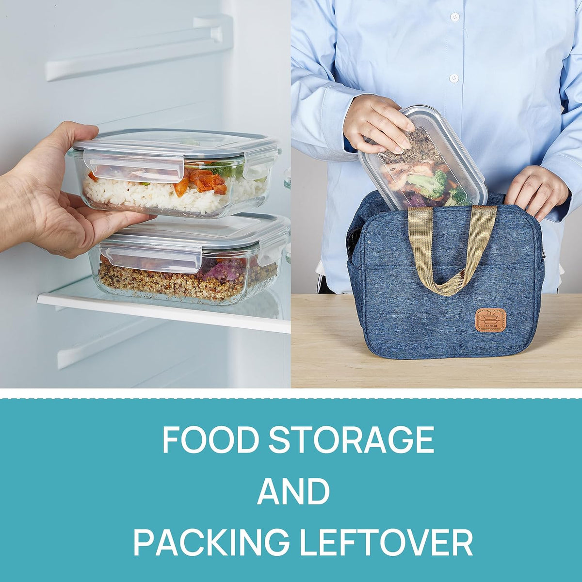 Vtopmart 5Pack 22oz Glass Storage Containers with Lids, Grey