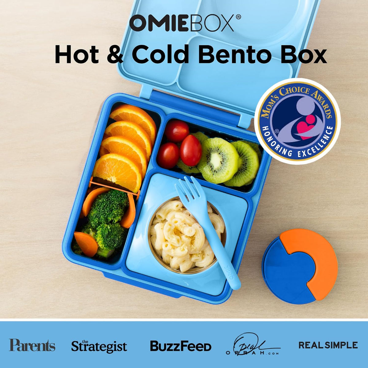 Omie OmieBox Kids Insulated Leakproof Bento Lunch Box with Food Jar (Blue Sky)