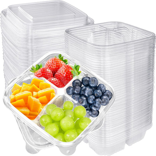50 Pcs Bento Snack Food Containers,4 Compartment Lunchable Container