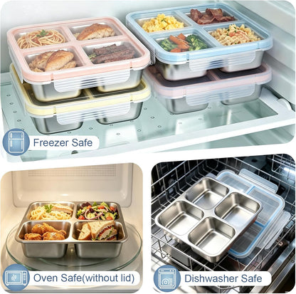 4 Pack Stainless Steel Snack Containers with Lids 24 oz