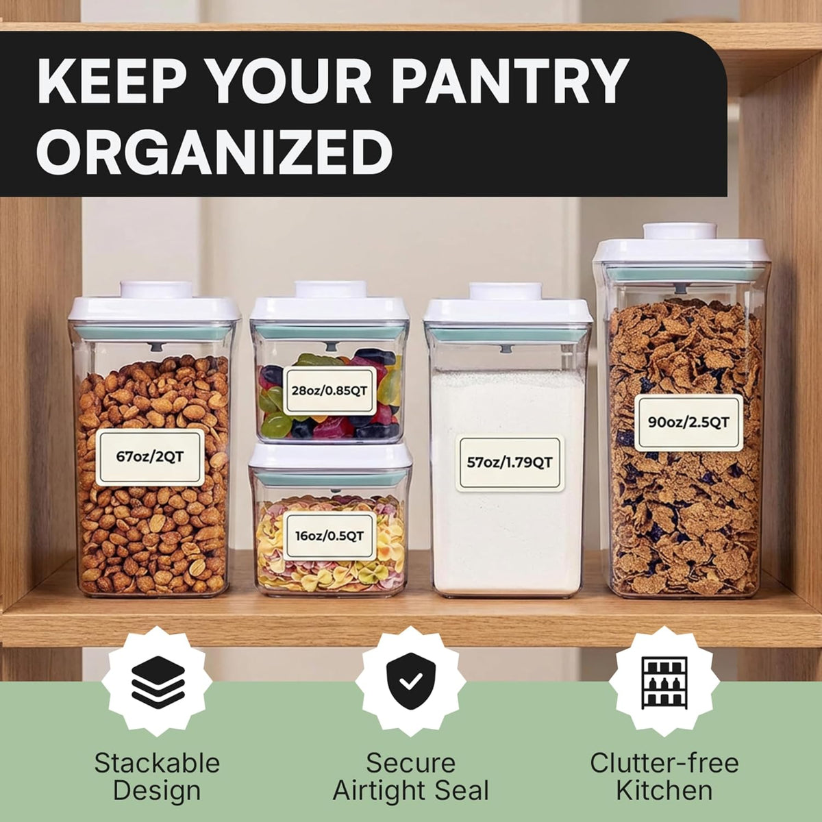 Bop Top Airtight Food Storage Containers | Pop-Top Lid | 2 Cups / 16 Oz