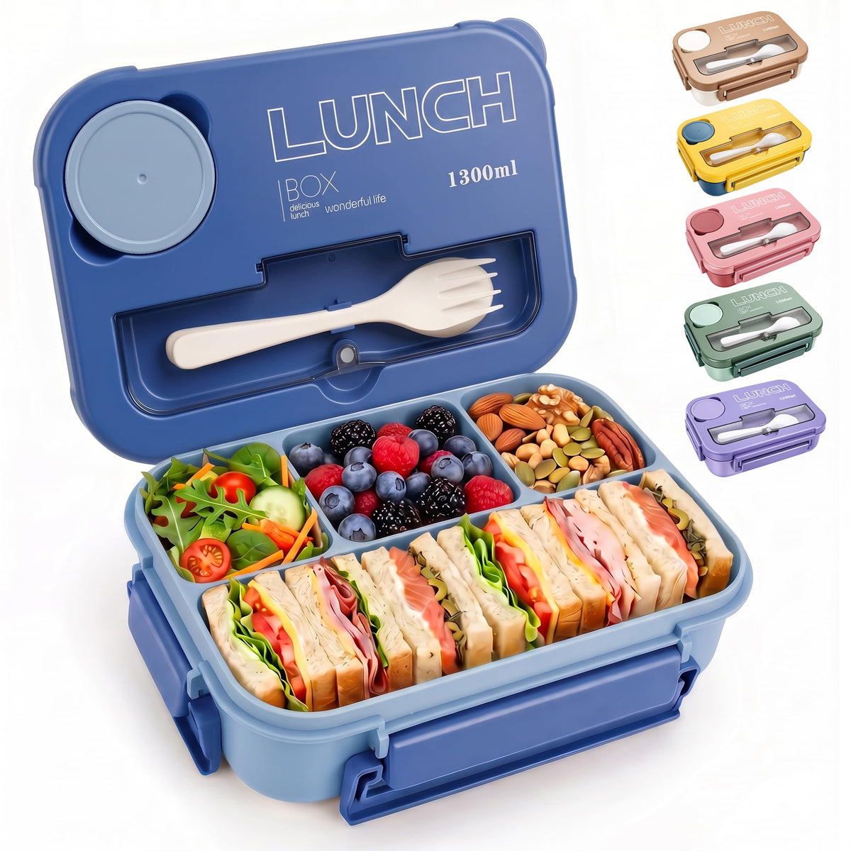 Bento Box Adult Lunch Box, Lunch Containers for Adults 44.5 Oz/5 Cup, Khaki