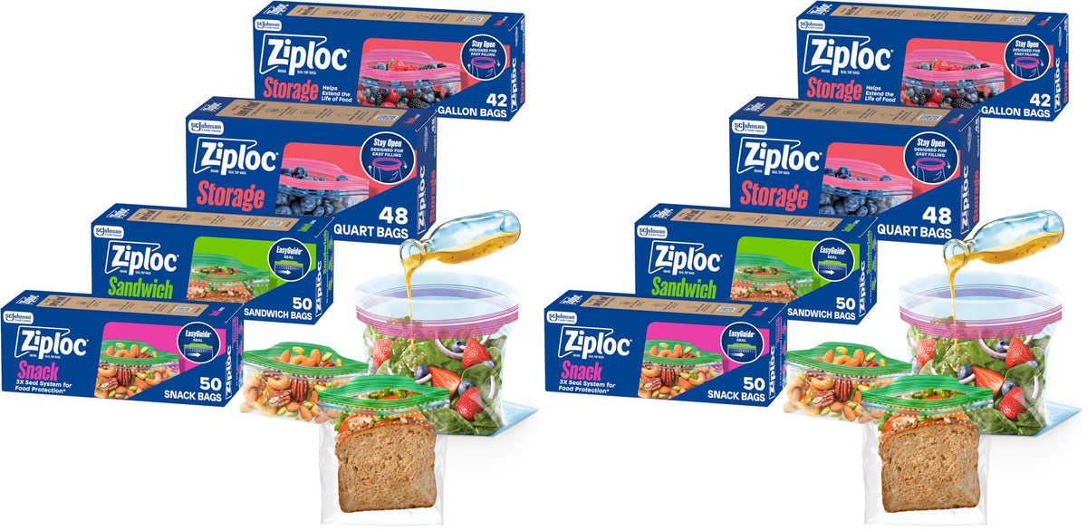 Ziploc Food Storage & Sandwich Bags Variety Pack, 190 Total Bags
