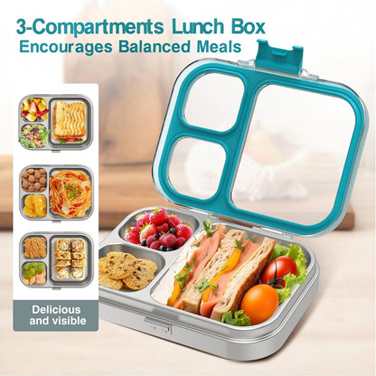 HOMEKOL Stainless Steel Bento Lunch Box, Blue, 3.3Cups