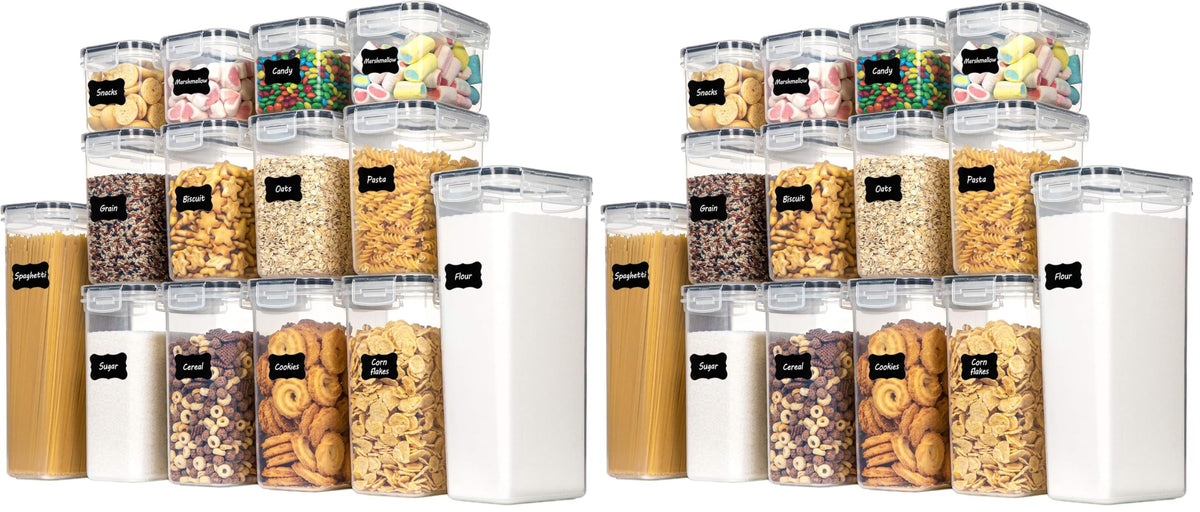 CHEFSTORY Airtight Food Storage Containers Set, 14 PCS Kitchen Storage Containers with Lids for Flour, Sugar and Cereal, Plastic Dry Food Canisters for Pantry Organization and Storage