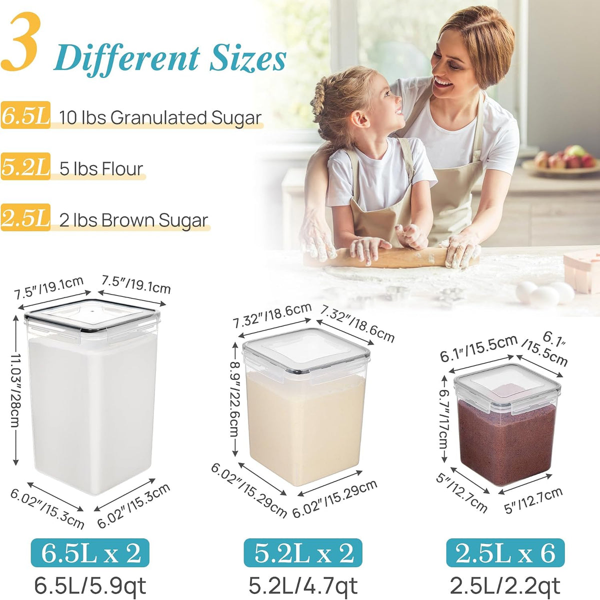 Vtopmart 10 PCS Flour and Sugar Storage Container Sets for Advanced Baker