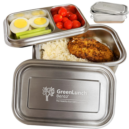 GreenLunch Stainless Steel Bento Box for Adults & Teens, 6 Cup, Brown