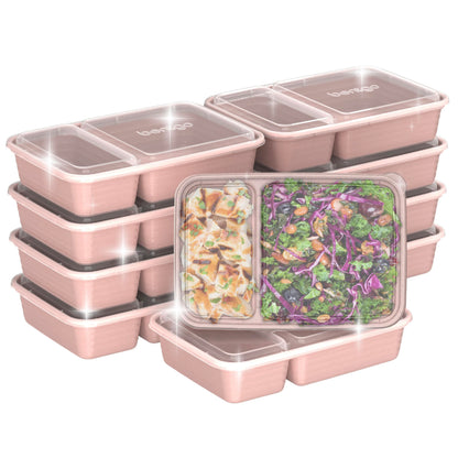 Bentgo Prep - 20-Piece 2-Compartment Reusable Meal Prep Containers with Lids, PFAS & BPA Free Materials, Durable, Microwave, Freezer, & Dishwasher Safe To Go Food Storage (Sky)