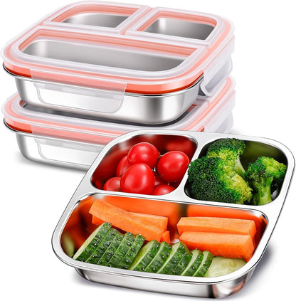 3-Pack Stainless Steel Snack Containers & Kids Lunch Boxes, 20 oz Each