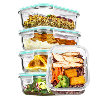 Vtopmart 5Pack 22oz Glass Storage Containers with Lids, Grey