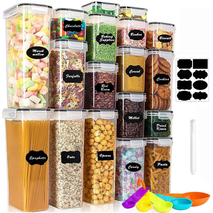 42pcs Airtight Containers, Clear Stackable Dry Food Storage