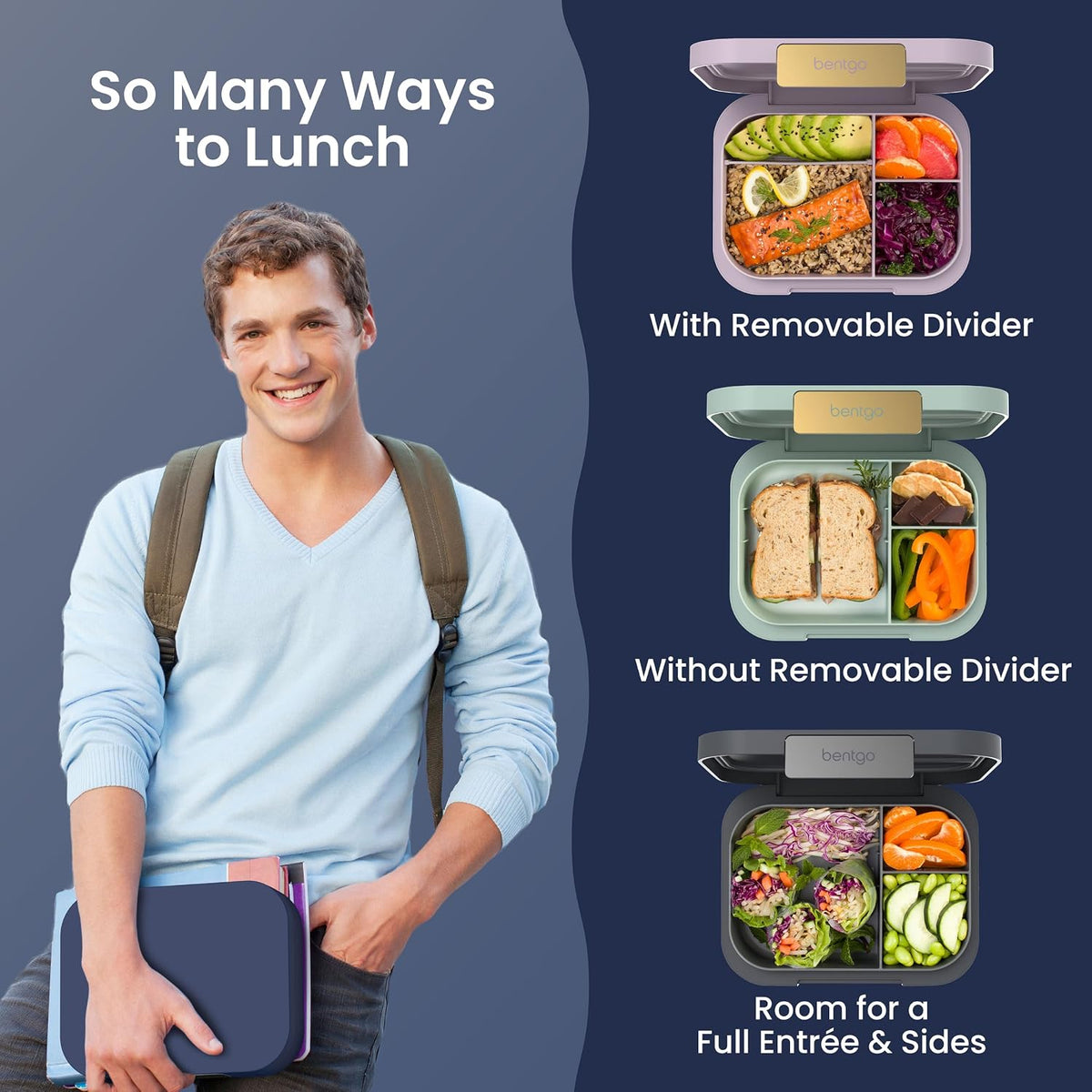 Bentgo Modern Adult Bento Lunch Box with 3-4 Compartments