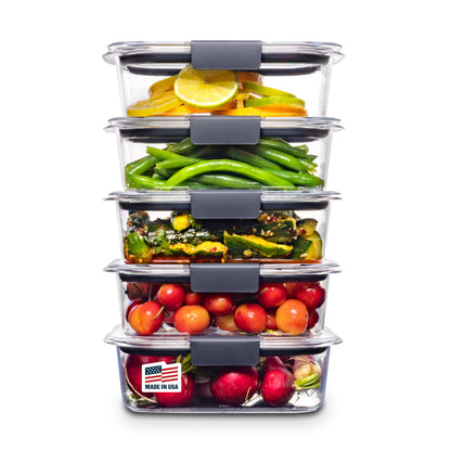 Rubbermaid Brilliance Large Food Storage Container, 9.6 Cup, BPA-Free, Leak-Proof, Clear