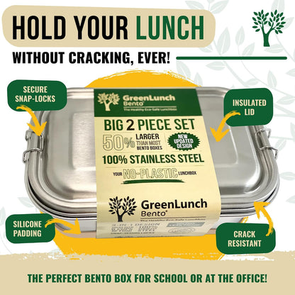 GreenLunch Stainless Steel Bento Box for Adults & Teens, 6 Cup, Brown