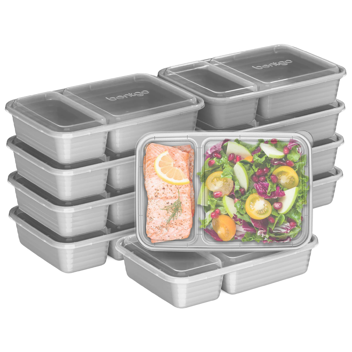 Bentgo Prep - 20-Piece 2-Compartment Reusable Meal Prep Containers with Lids, PFAS & BPA Free Materials, Durable, Microwave, Freezer, & Dishwasher Safe To Go Food Storage (Sky)