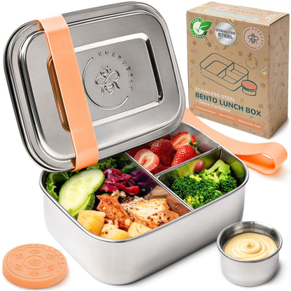 Stainless Steel Bento Box + Condiment Container - Green, 27oz / 0.8 L
