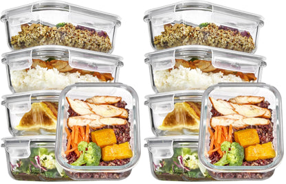 Vtopmart 5Pack 22oz Glass Storage Containers with Lids, Grey