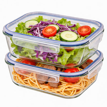 Liuruiyu 8 Pack Glass Food Storage Containers with Lids, Meal Prep Containers, Airtight Bento Boxes with Leak Proof Locking for Microwave, Oven, Freezer and Dishwasher, BPA Free