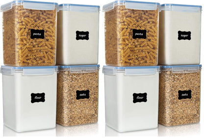 Vtopmart 5.2L Flour Sugar Storage Containers, 4 PCS, Black