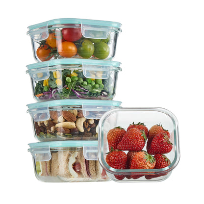 Vtopmart 5Pack 22oz Glass Storage Containers with Lids, Grey
