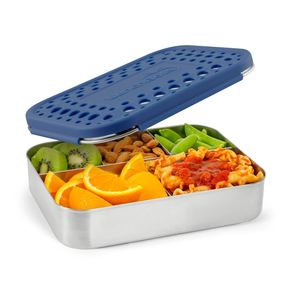 LunchBots Medium Trio Stainless Steel Kids Bento Box 3-Section 32oz