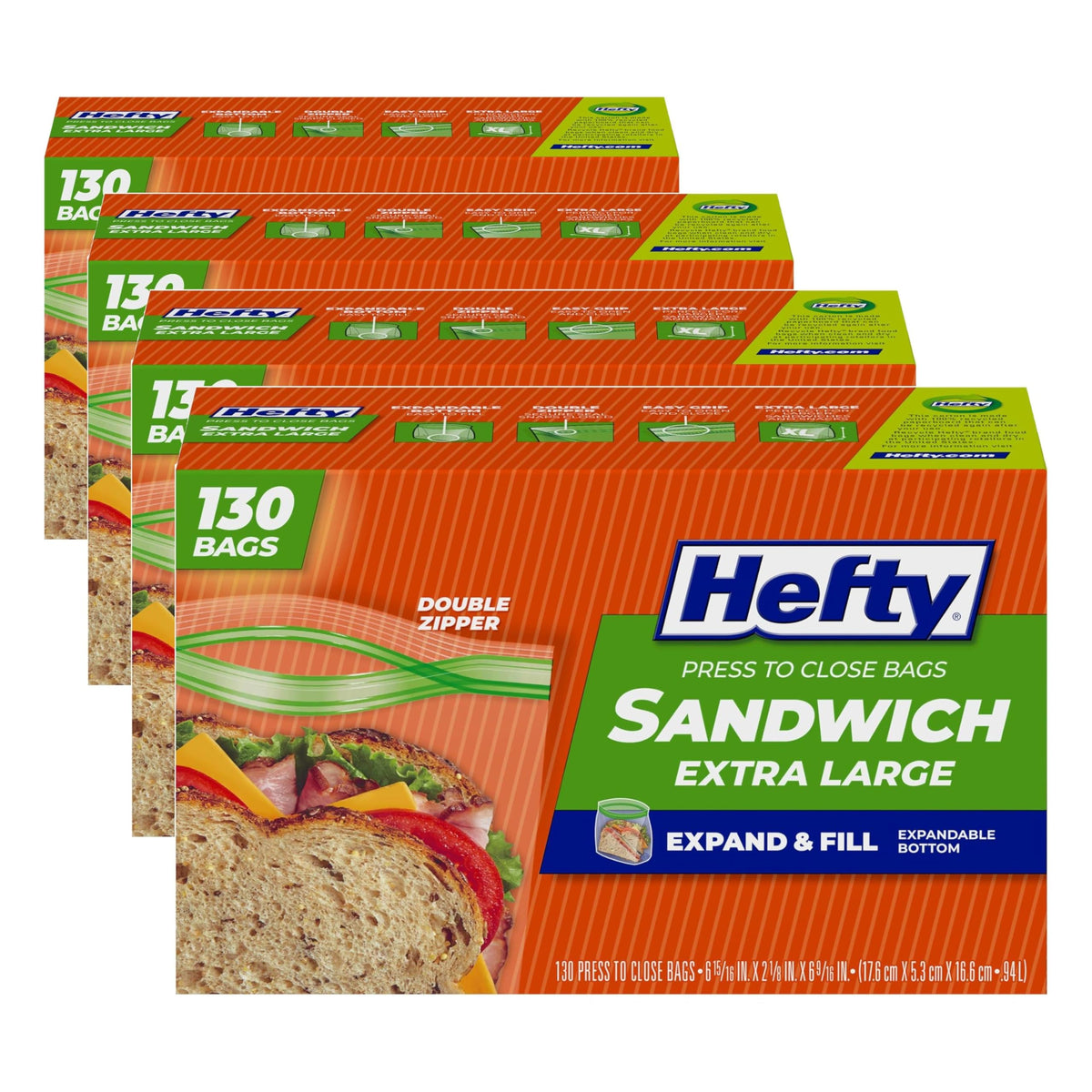 Hefty Press to Close Food Storage Bags, Gallon Size, 20ct